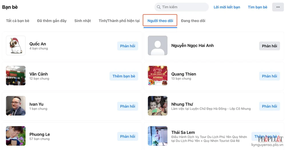 Cách kiểm tra xem ai đang theo dõi bạn trên Facebook. Ảnh: MINH HOÀNG
