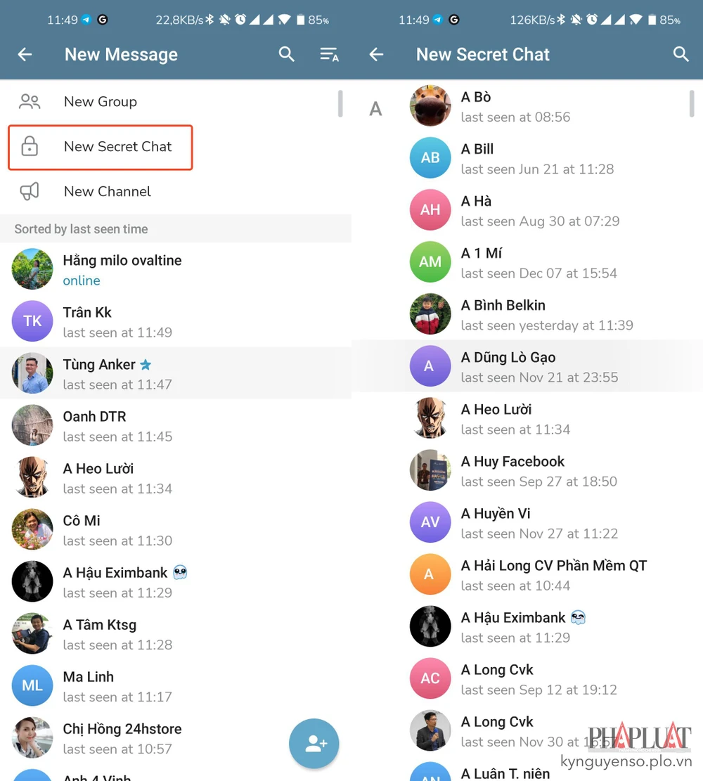 Cách kích hoạt tính năng mã hóa đầu cuối trên Telegram. Ảnh: MINH HOÀNG