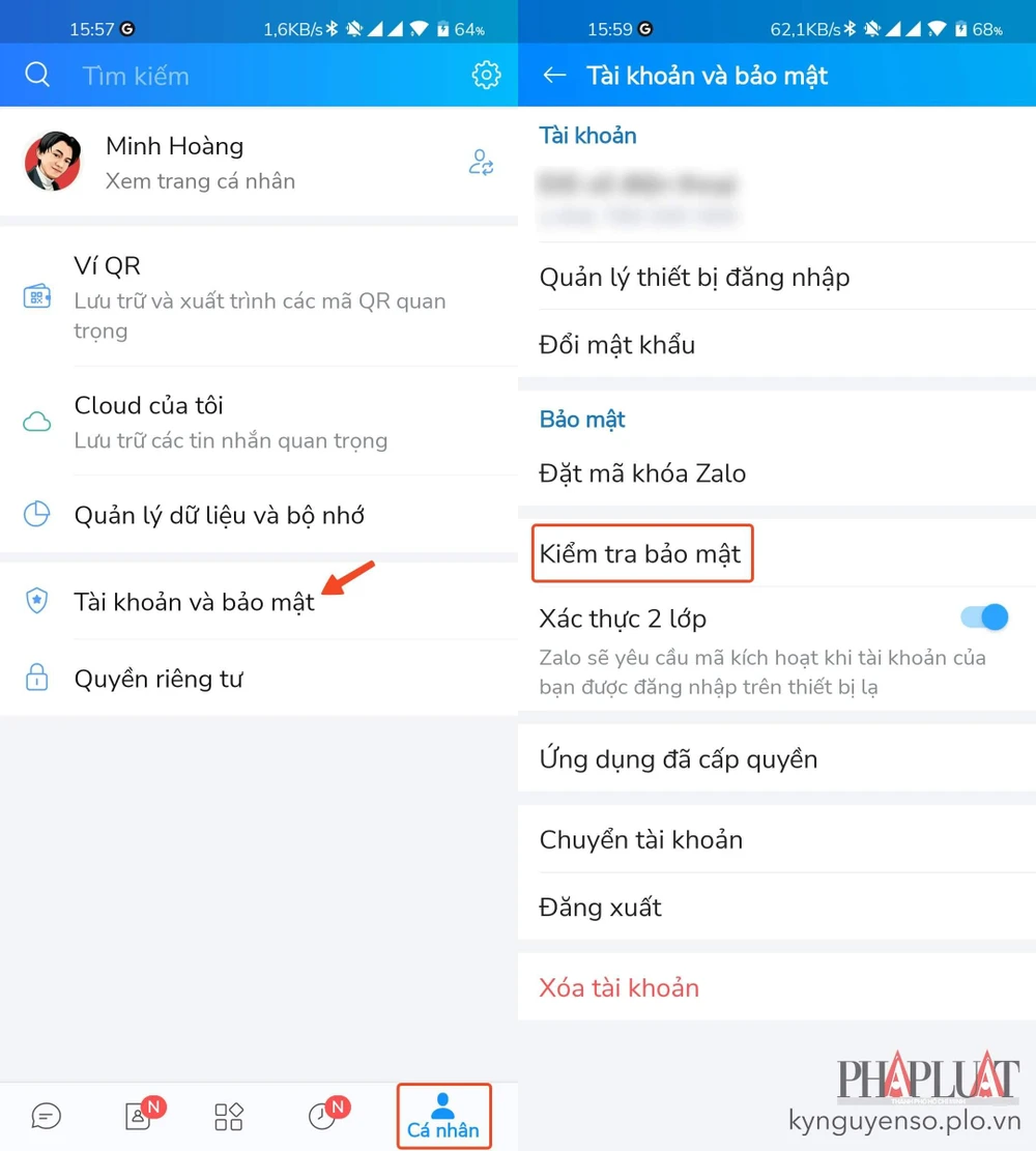 Thường xuyên kiểm tra bảo mật tài khoản để tránh bị mất Zalo. Ảnh: MINH HOÀNG
