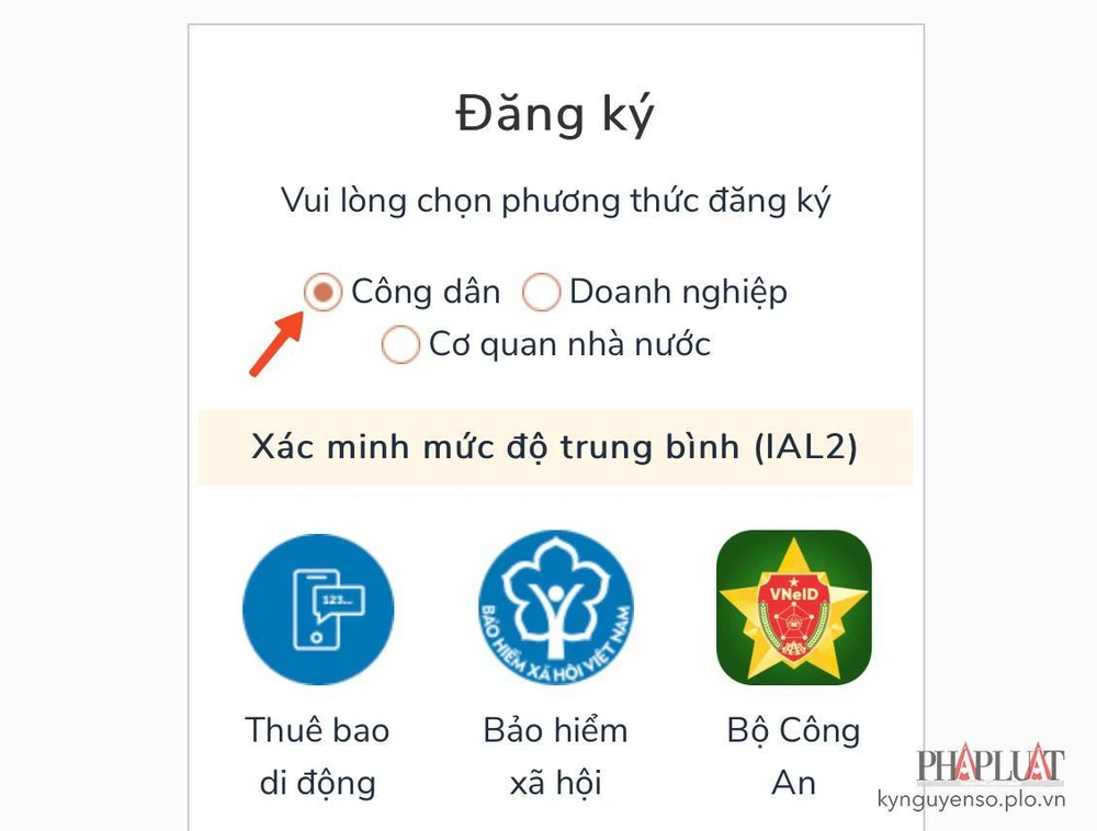Đăng ký tài khoản miễn phí trên cổng Dịch vụ công Quốc gia. Ảnh: MINH HOÀNG