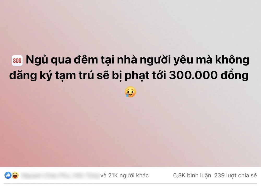 Thông tin ngủ qua đêm tại nhà người yêu sẽ bị phạt thu hút nhiều sự quan tâm. Ảnh: TIỂU MINH