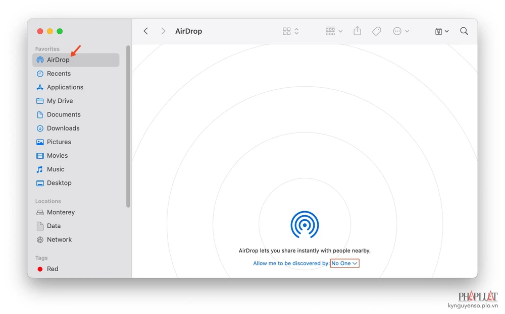 tat-airdrop-bang-giao-dien-do-hoa Cách tắt AirDrop bằng giao diện đồ họa. Ảnh: TIỂU MINH