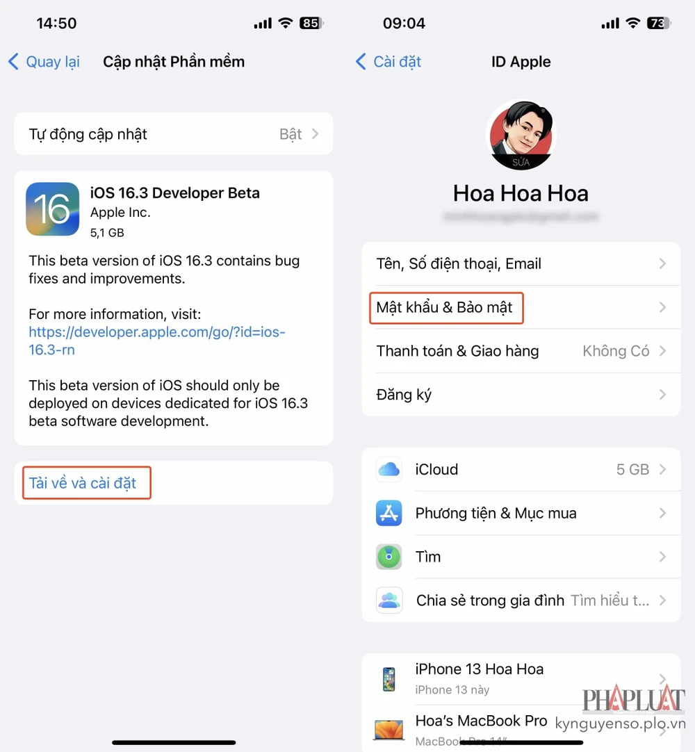 Cập nhật iPhone lên phiên bản iOS 16.3. Ảnh: TIỂU MINH