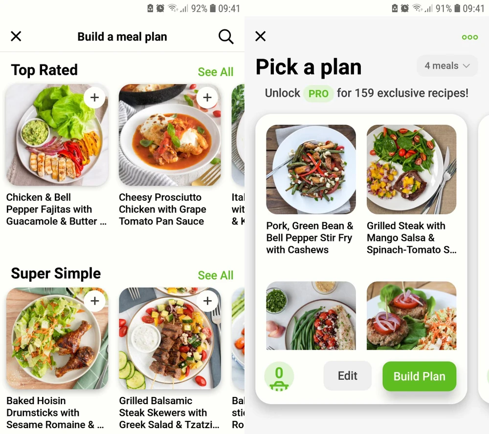 lên kế hoạch ăn uống với mealime