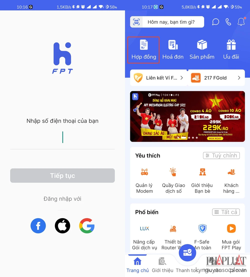 Đăng nhập vào ứng dụng Hi FPT. Ảnh: MINH HOÀNG