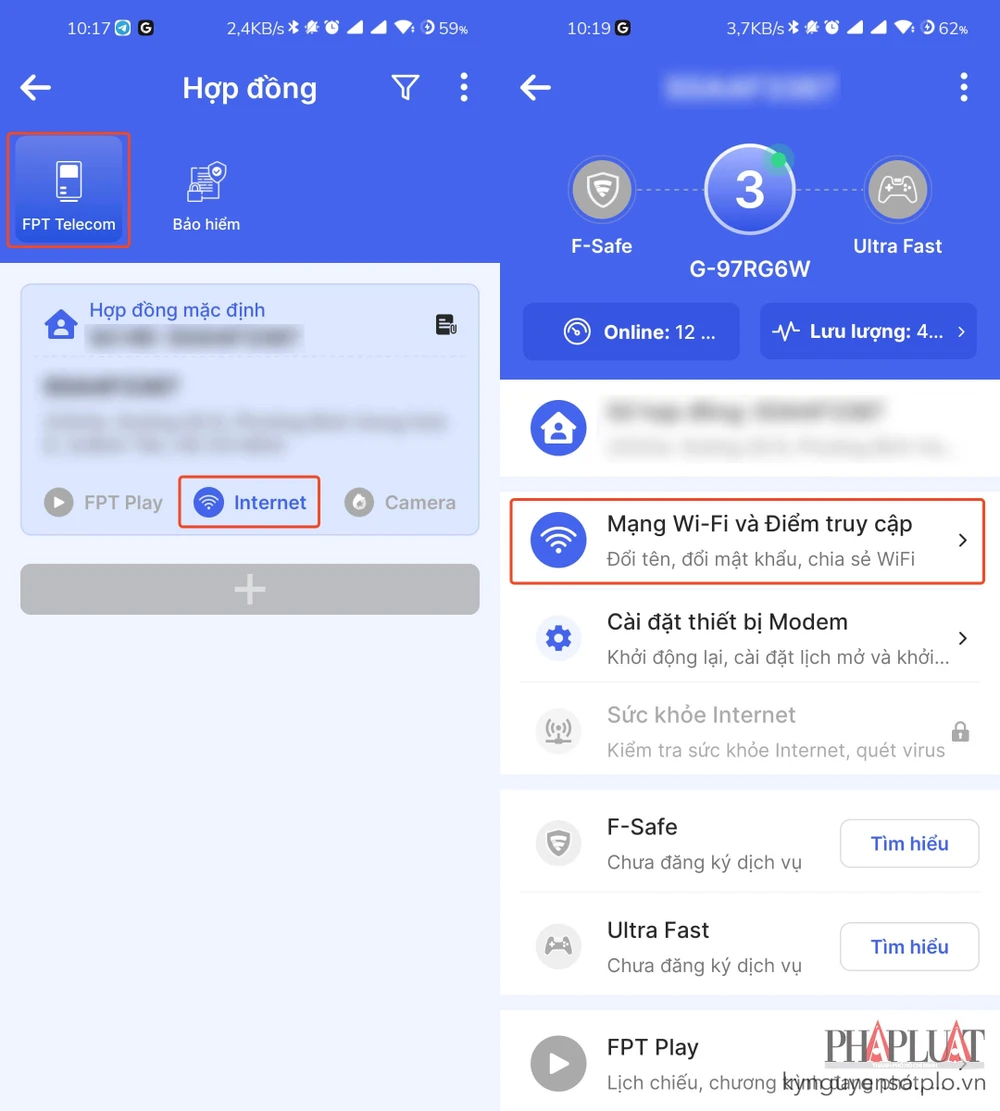 Tổng quan thông tin hợp đồng Internet. Ảnh: MINH HOÀNG
