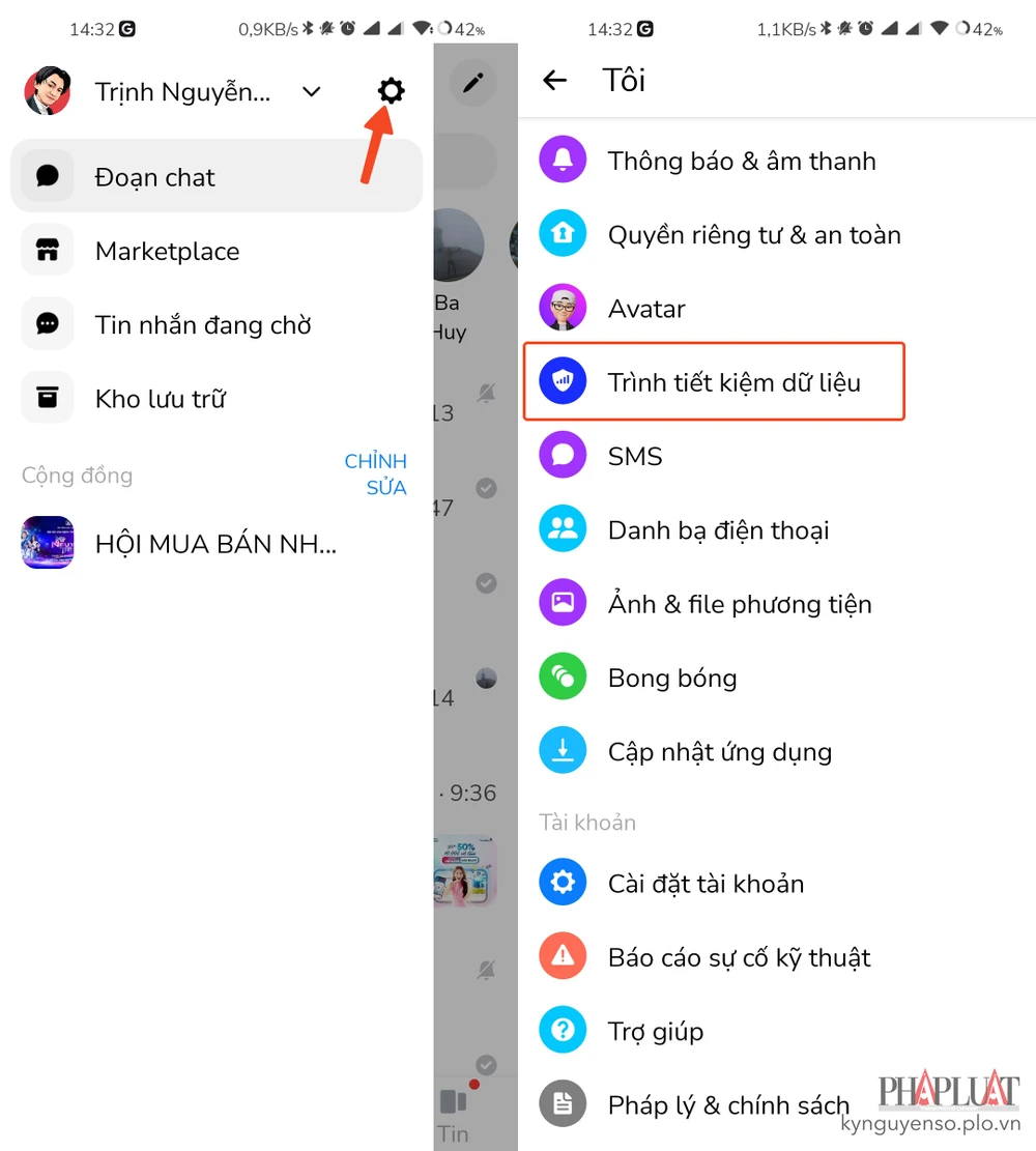 Cách tắt trình tiết kiệm dữ liệu trên Messenger. Ảnh: MINH HOÀNG
