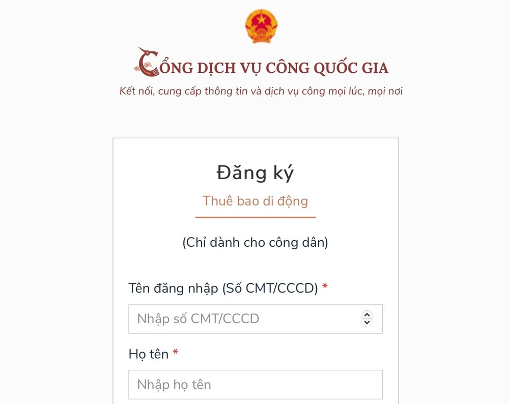 cach-tao-tai-khoan-tren-cong-dich-vu-cong-quoc-gia Đăng ký tài khoản miễn phí trên cổng Dịch vụ công Quốc gia. Ảnh: MINH HOÀNG