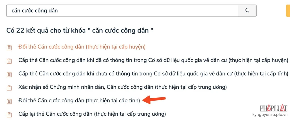 Lựa chọn dịch vụ đổi thẻ căn cước công dân gắn chip tương ứng. Ảnh: MINH HOÀNG
