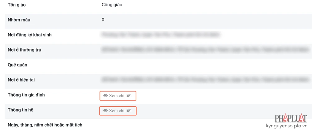 Thông tin chi tiết về gia đình, sổ hộ khẩu sẽ được liệt kê đầy đủ. Ảnh: MINH HOÀNG