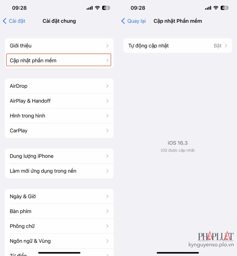 cap-nhat-ios-tren-iphone Cập nhật iOS lên phiên bản mới nhất. Ảnh: MINH HOÀNG