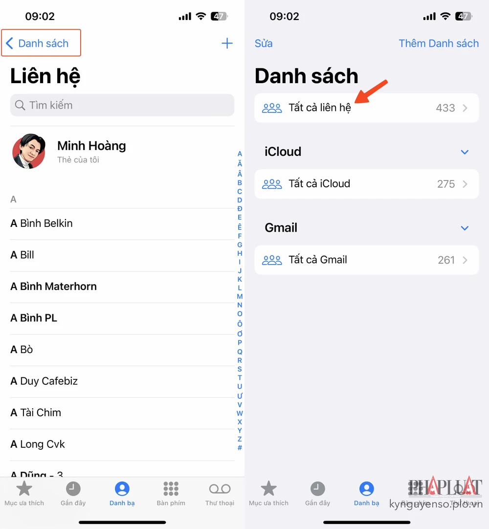 hien-thi-tat-ca-lien-he-tren-iphone Hiển thị tất cả liên hệ trên iPhone. Ảnh: MINH HOÀNG