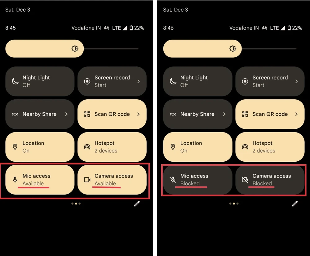 tắt micro và camera trên điện thoại android