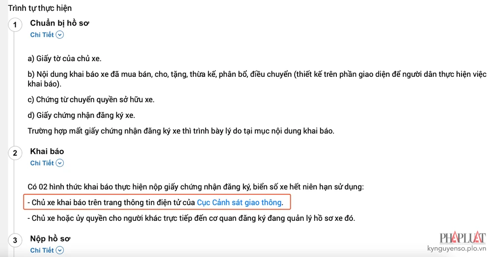 Khai báo thông tin cho, tặng xe trực tuyến. Ảnh: MINH HOÀNG