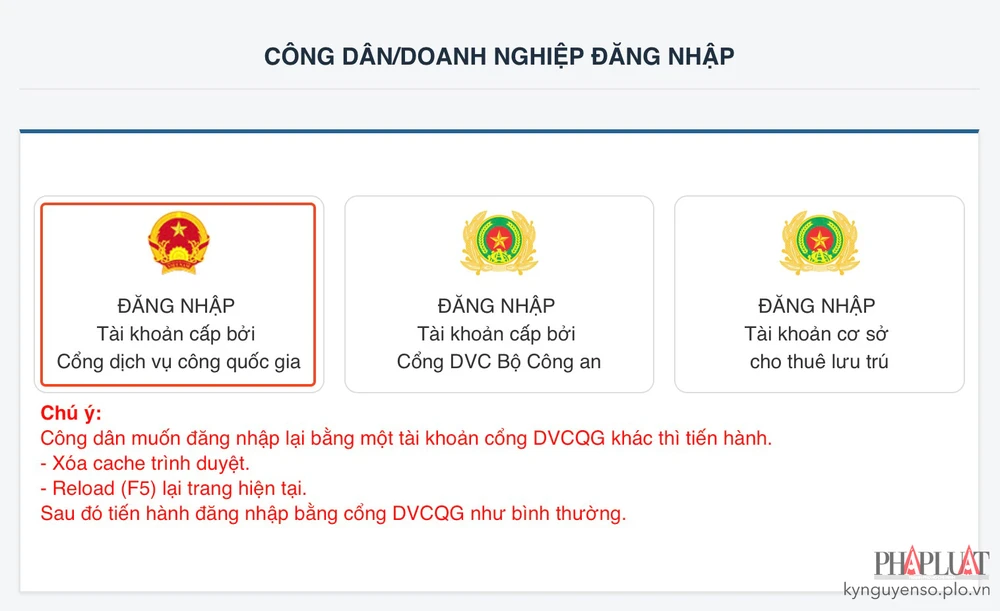 dang-nhap-bang-tai-khoan-cong-dich-vu-cong-quoc-gia Đăng nhập bằng tài khoản cấp bởi cổng Dịch vụ công Quốc gia. Ảnh: MINH HOÀNG