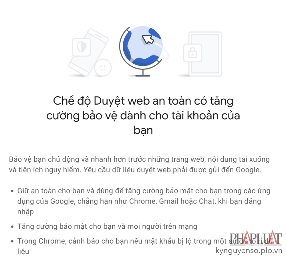 che-do-duyet-web-an-toan-tren-chrome Chế độ duyệt web an toàn sẽ giúp bảo vệ tài khoản của bạn khỏi các hành vi lừa đảo, phần mềm độc hại… Ảnh: MINH HOÀNG