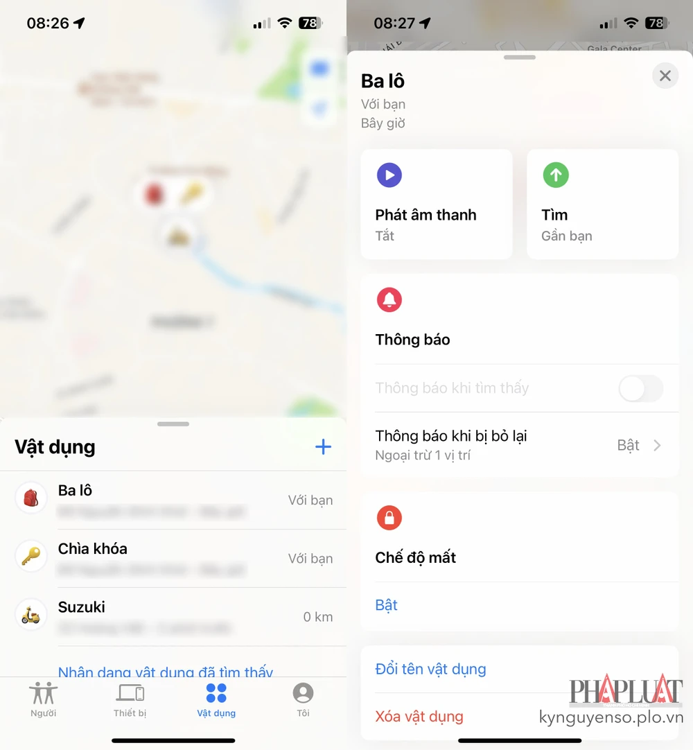 Dễ dàng định vị, quản lý và theo dõi các vật dụng cá nhân có gắn AirTag. Ảnh: MINH HOÀNG