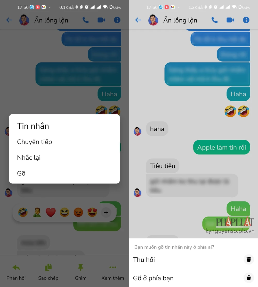 Tính năng thu hồi tin nhắn Messenger bất ngờ không hoạt động. Ảnh: MINH HOÀNG