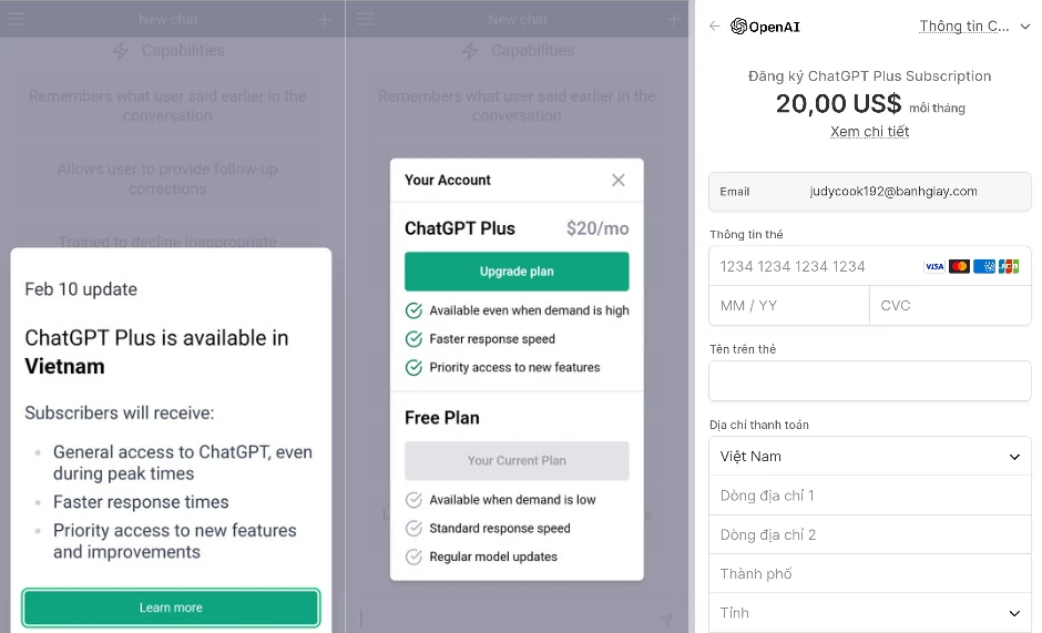 Chatgpt plus có mặt tại việt nam