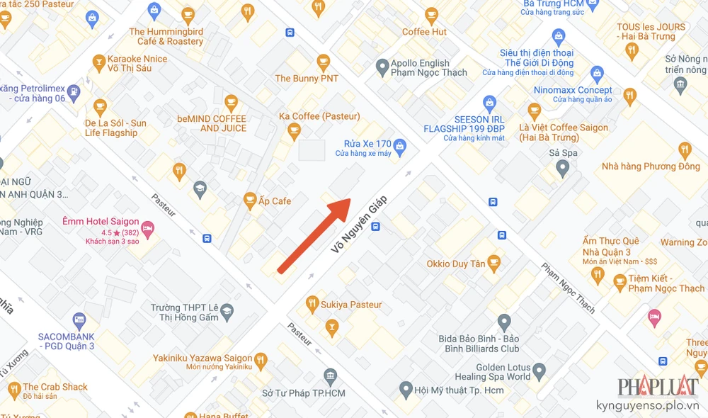 Google Maps bất ngờ đổi tên đường Điện Biên Phủ thành đường Võ Nguyên Giáp. Ảnh: TIỂU MINH
