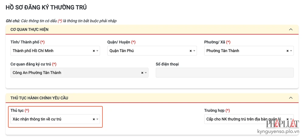 Điền đầy đủ các thông tin cần thiết và gửi hồ sơ. Ảnh: MINH HOÀNG