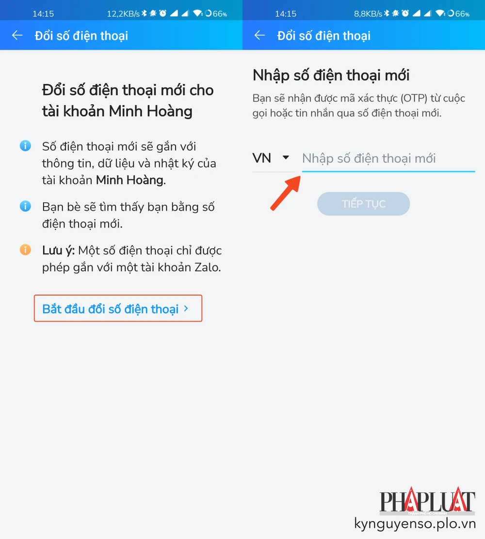 Đổi số điện thoại Zalo không mất tin nhắn. Ảnh: MINH HOÀNG
