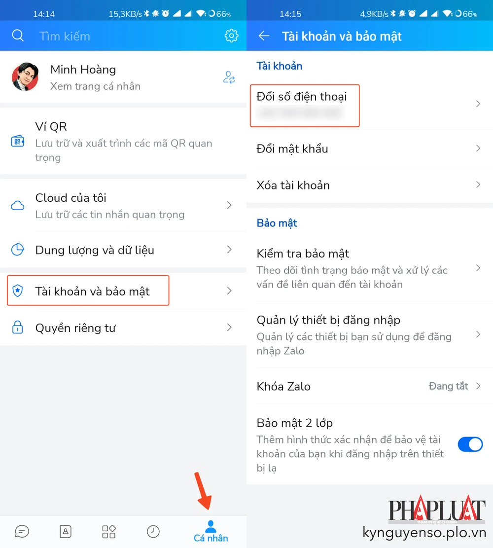 Truy cập vào phần cài đặt tài khoản và bảo mật. Ảnh: MINH HOÀNG