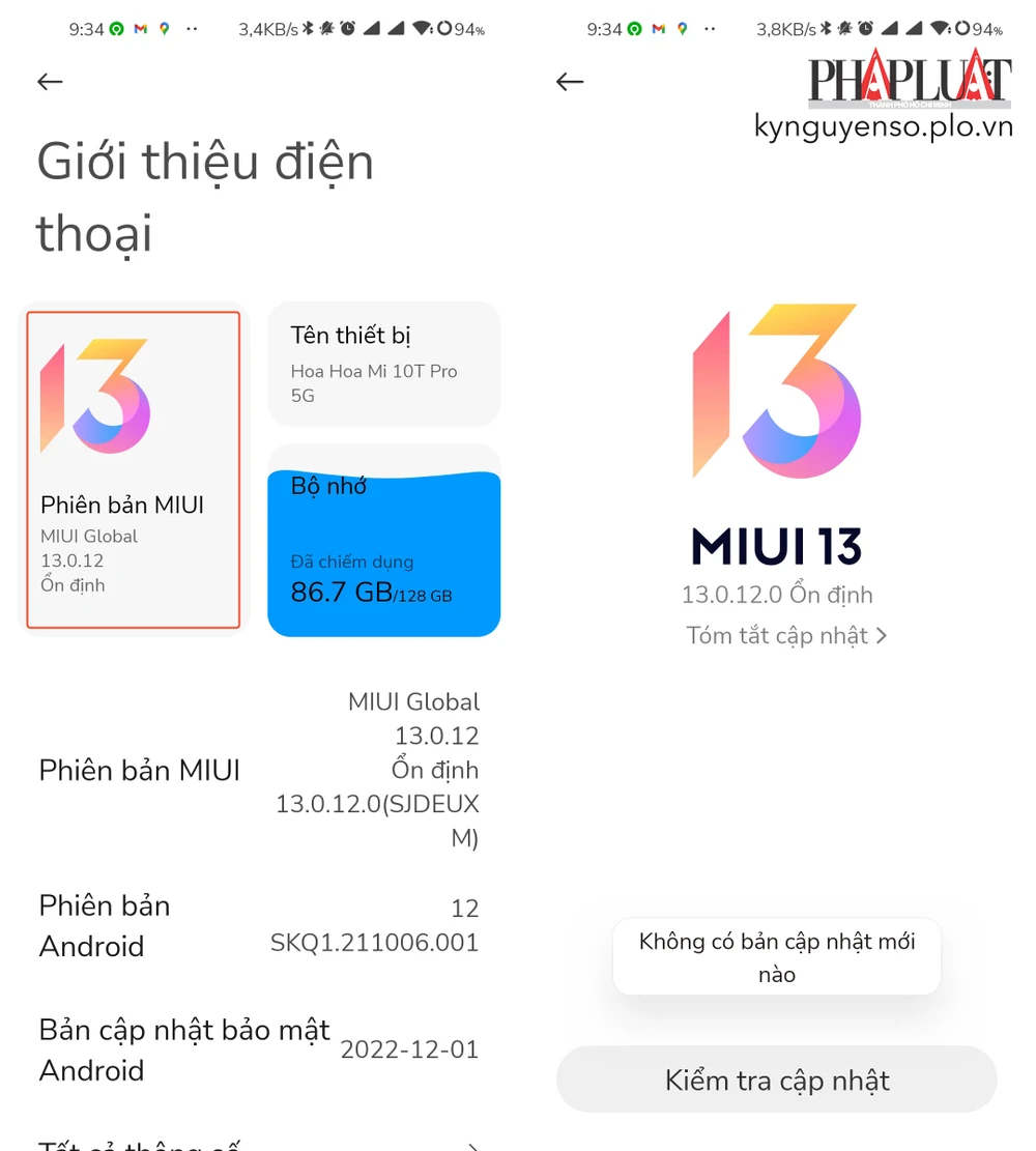 Cách cập nhật MIUI 14. Ảnh: TIỂU MINH