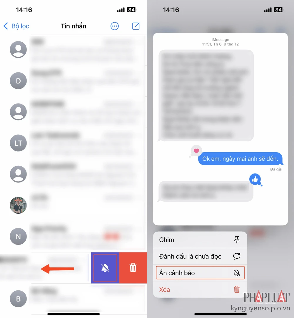 Cách tắt tiếng tin nhắn rác, tin nhắn không mong muốn trên iMessage. Ảnh: TIỂU MINH