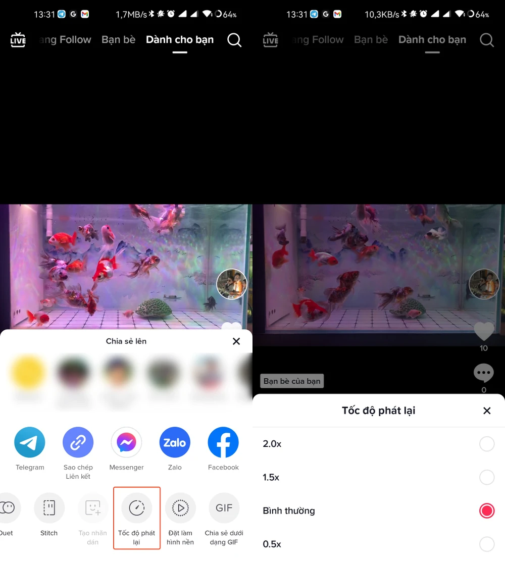 Cách tăng giảm tốc độ phát video trên TikTok. Ảnh: TIỂU MINH