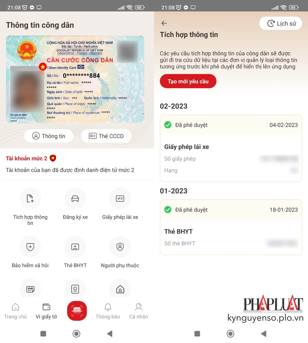 Cập nhật ứng dụng VNeID và chuyển sang mục Ví giấy tờ. Ảnh: MINH HOÀNGc