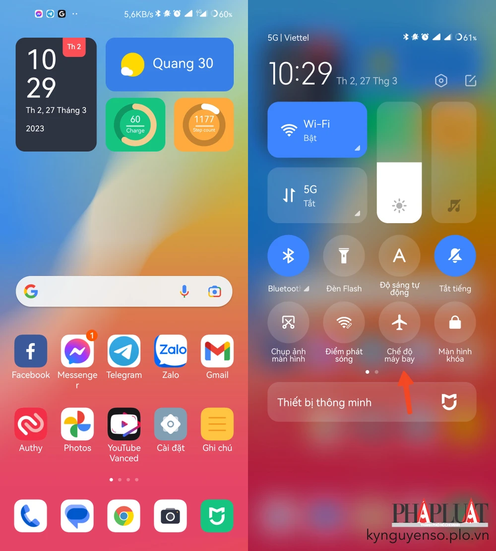 tat-che-do-may-bay-tren-dien-thoai Tắt chế độ máy bay trên điện thoại Android. Ảnh: MINH HOÀNG