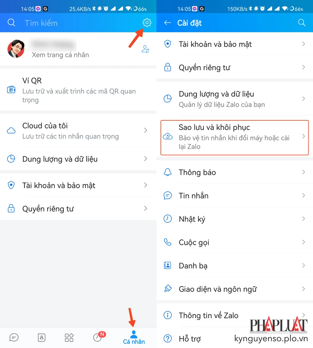 Sao lưu và khôi phục tin nhắn, hình ảnh trên Zalo. Ảnh: MINH HOÀNG