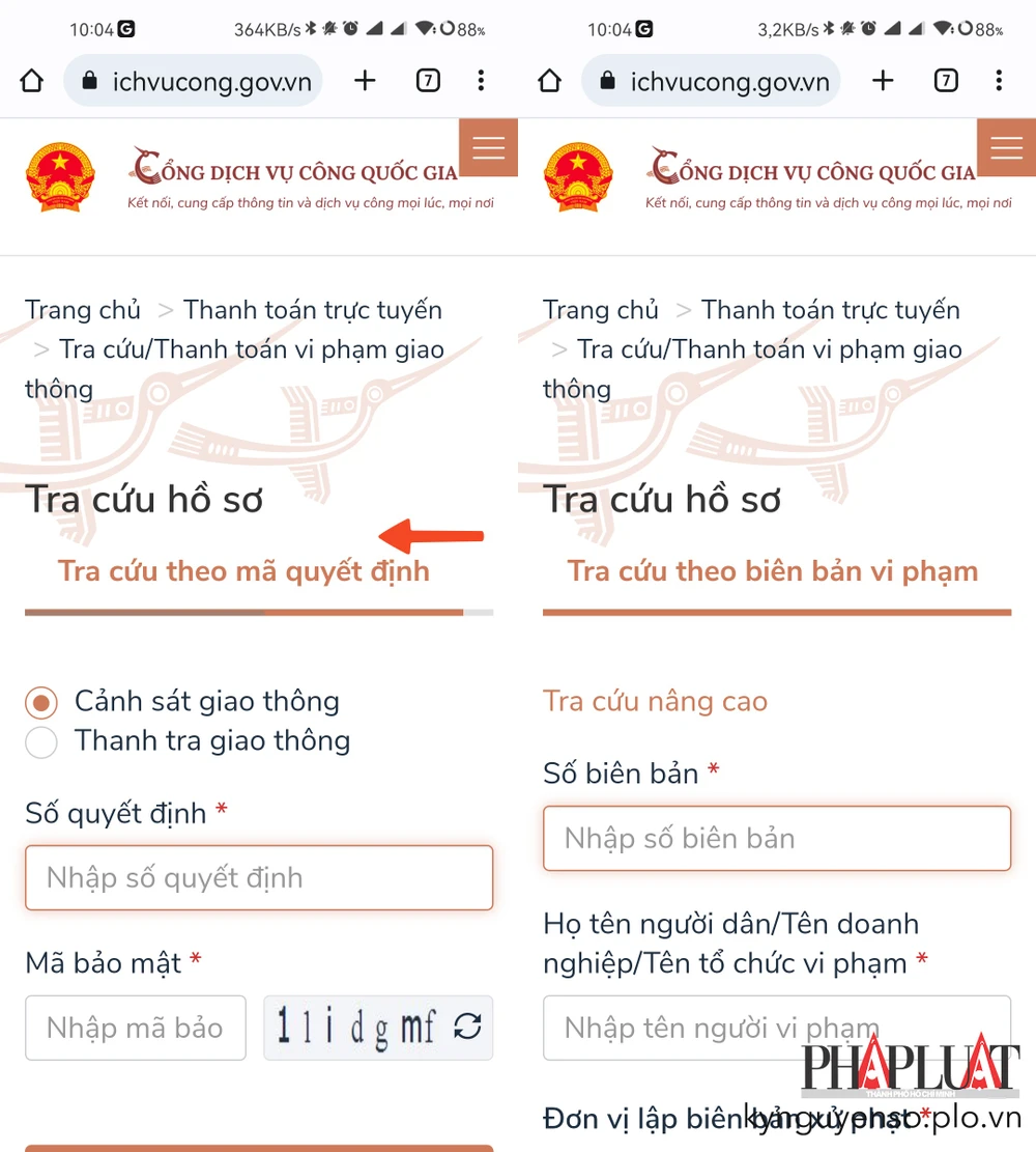 Nộp phạt trực tuyến thông qua cổng Dịch vụ công quốc gia. Ảnh: MINH HOÀNG