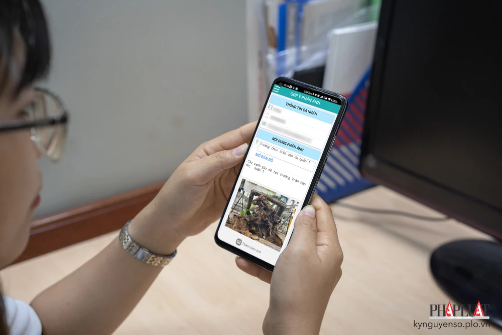 Để tra cứu kết quả xử lý sự cố, người dùng có thể bấm vào menu của ứng dụng ở góc trên bên trái. Ảnh: MINH HOÀNG