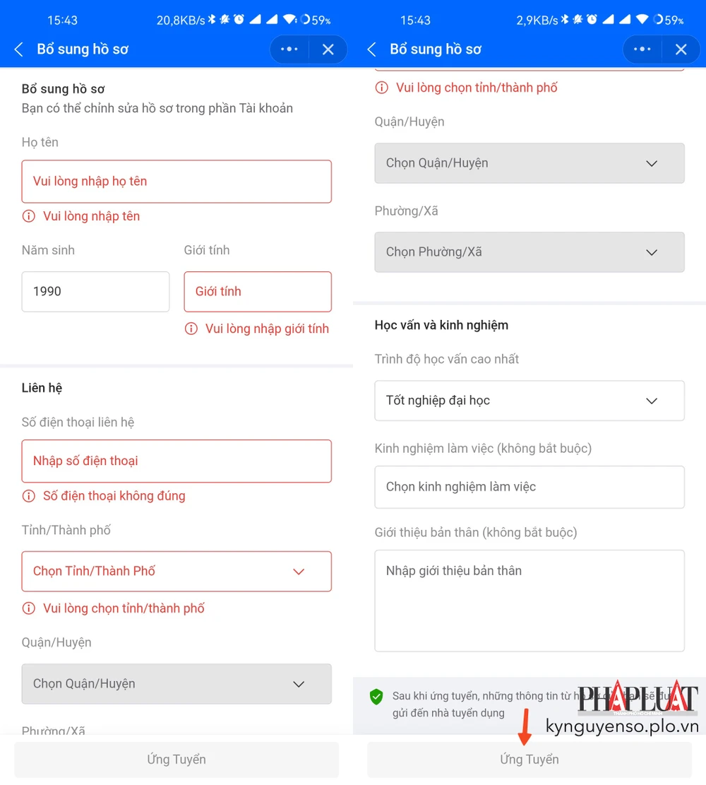 gui-ho-so-ung-tuyen-viec-lam-tren-zalo Gửi hồ sơ ứng tuyển công việc trên Zalo. Ảnh: MINH HOÀNG