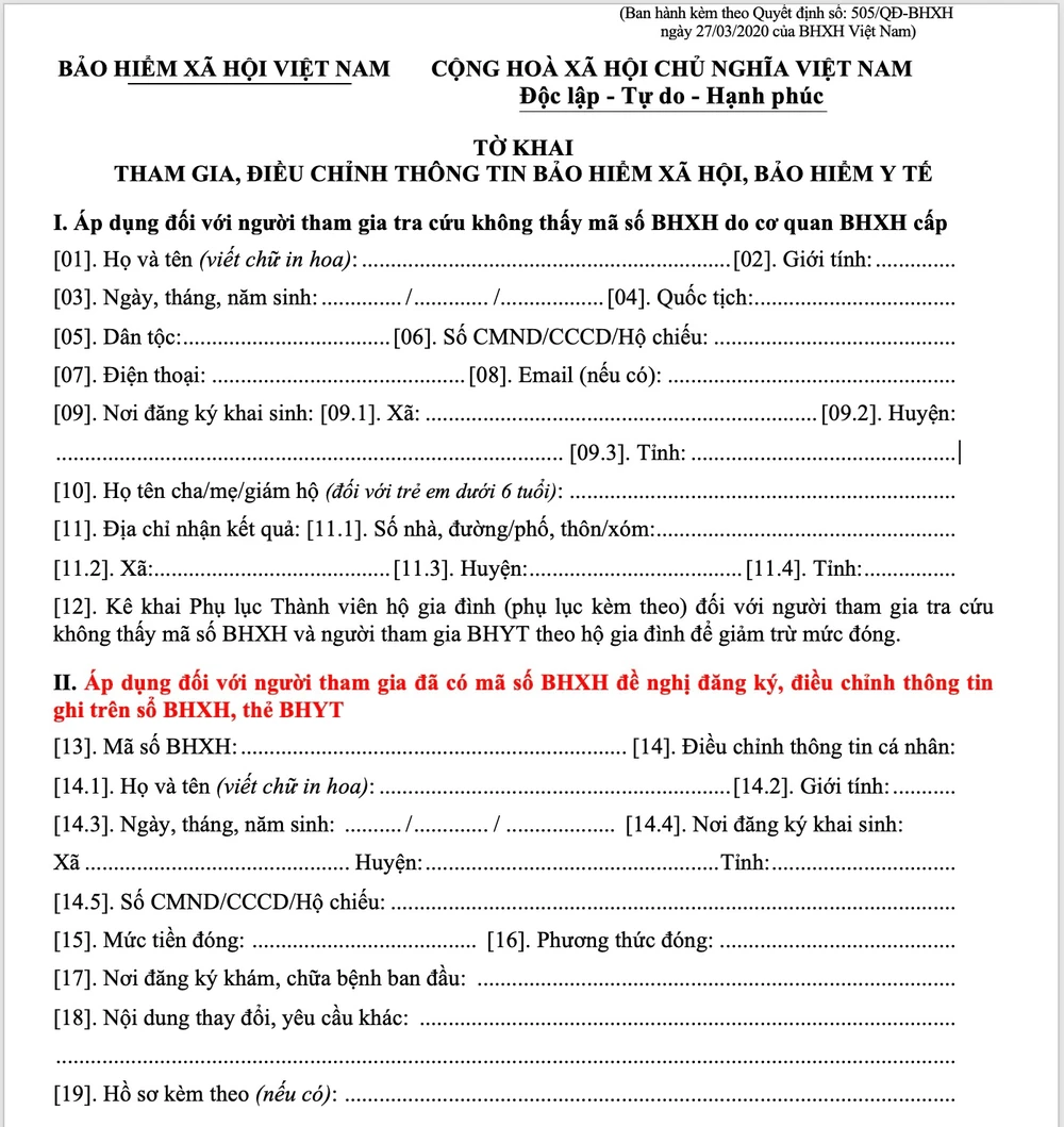 Tải tờ khai TK1-TS mới nhất và điền thông tin cập nhật vào mục II (nội dung thay đổi). Ảnh: MINH HOÀNG