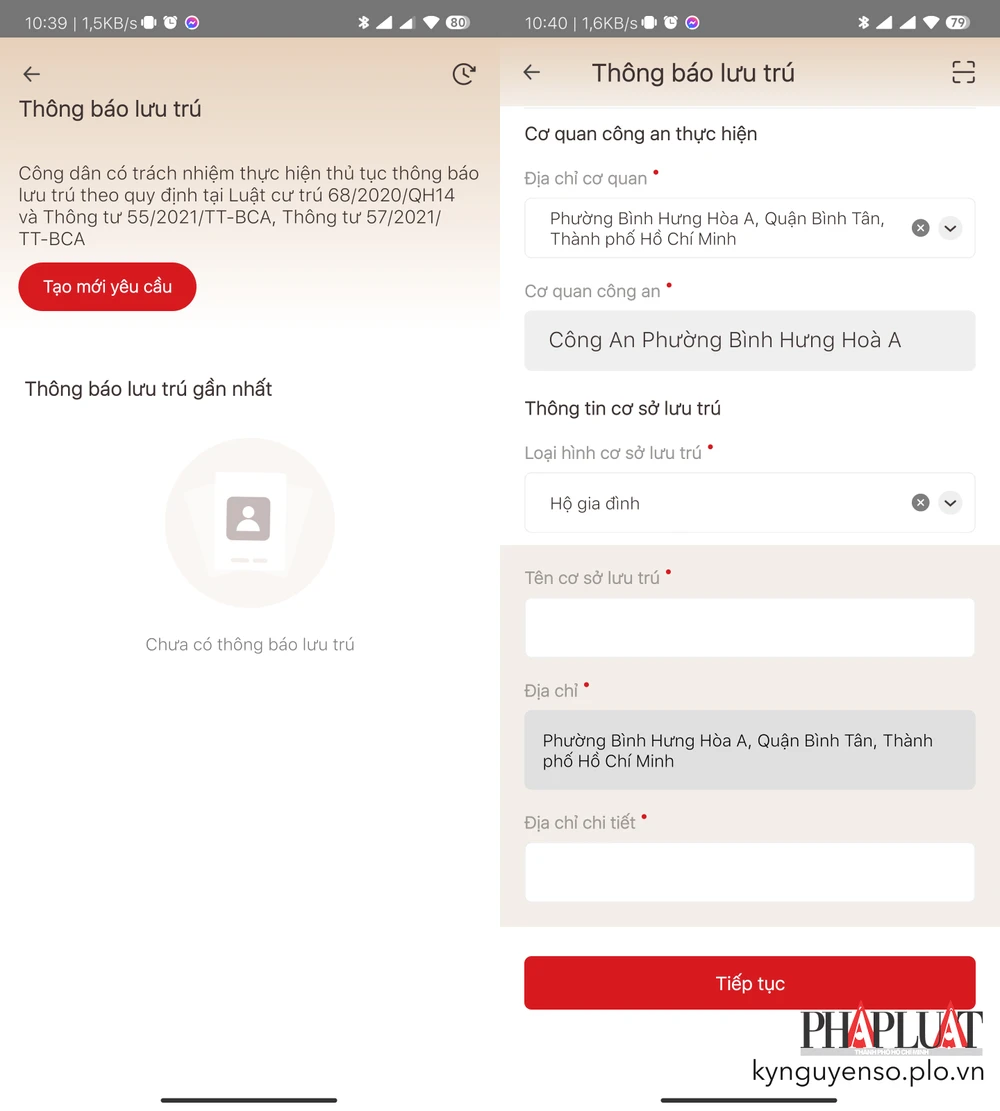 Điền đầy đủ các thông tin lưu trú cần thiết. Ảnh: MINH HOÀNG