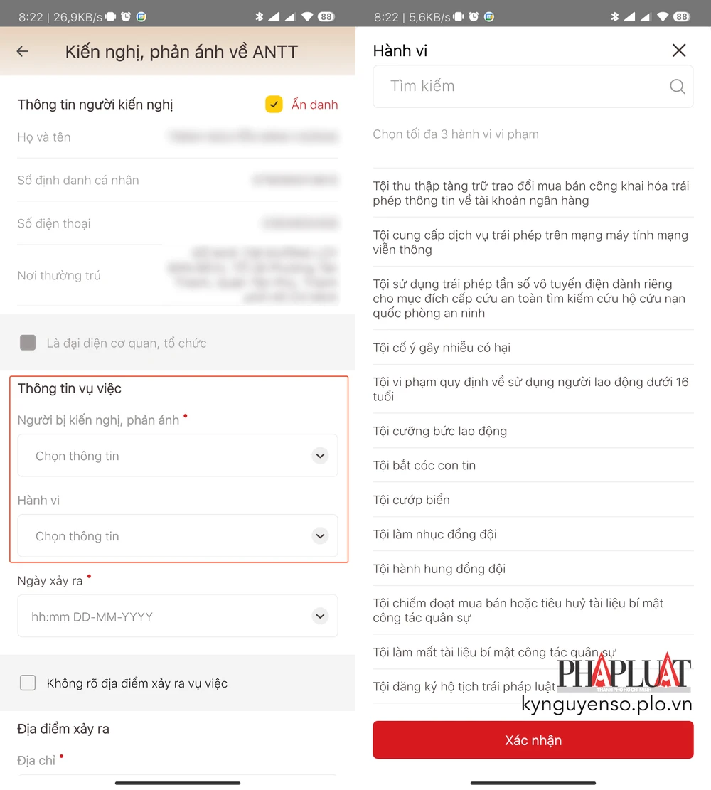 Cung cấp các thông tin cần thiết liên quan đến người vi phạm. Ảnh: MINH HOÀNG