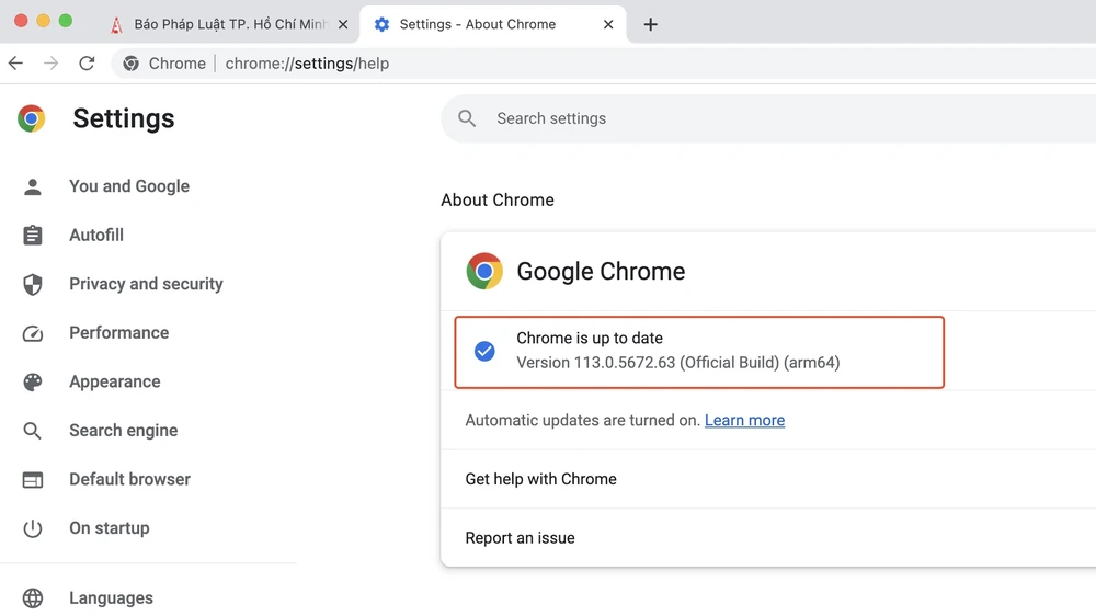 cap-nhat-trinh-duyet-google-chrome-113 Cập nhật trình duyệt Chrome lên phiên bản mới nhất. Ảnh: TIỂU MINH