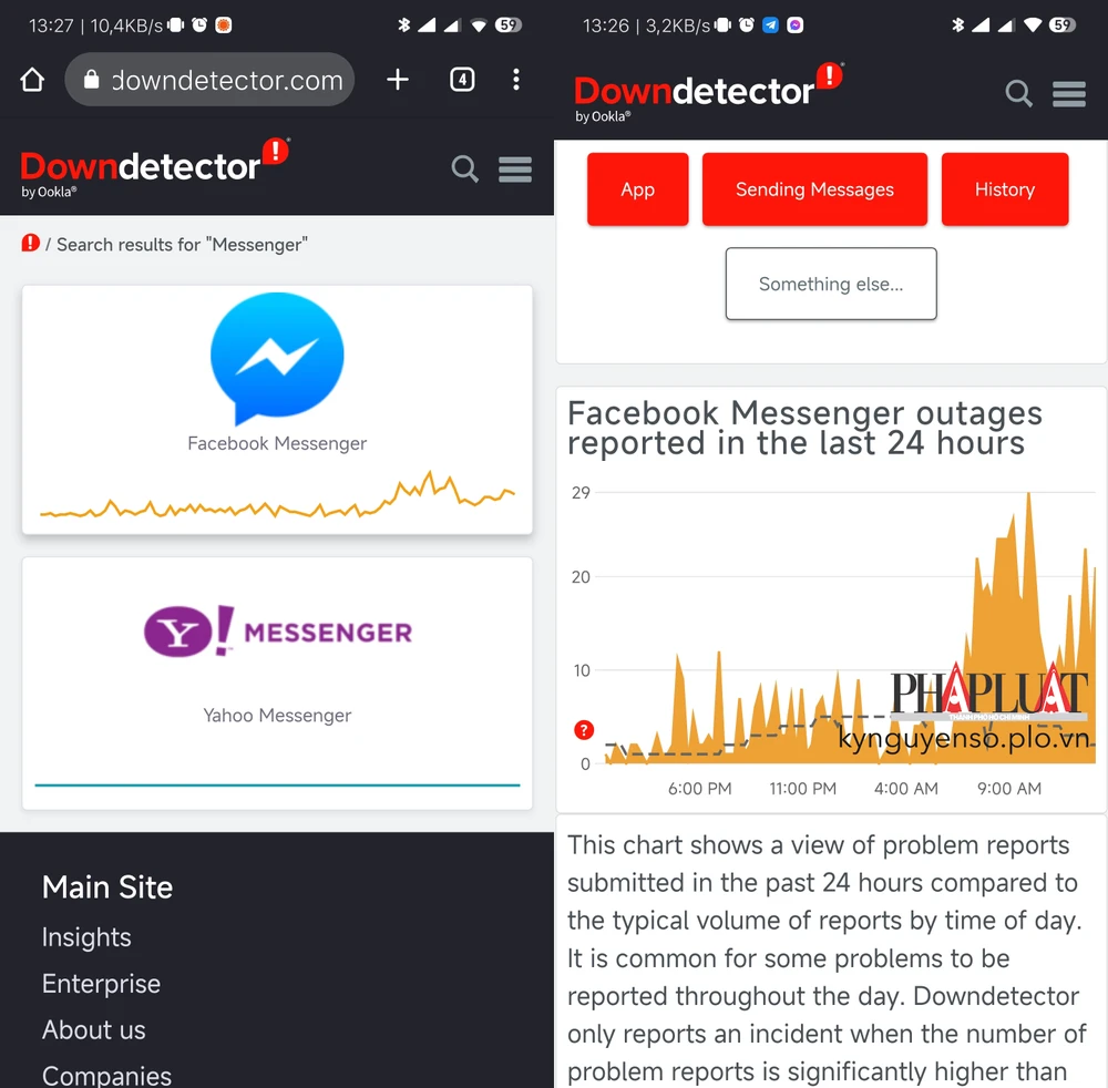 Messenger gặp lỗi liên quan đến ứng dụng. Ảnh: TIỂU MINH