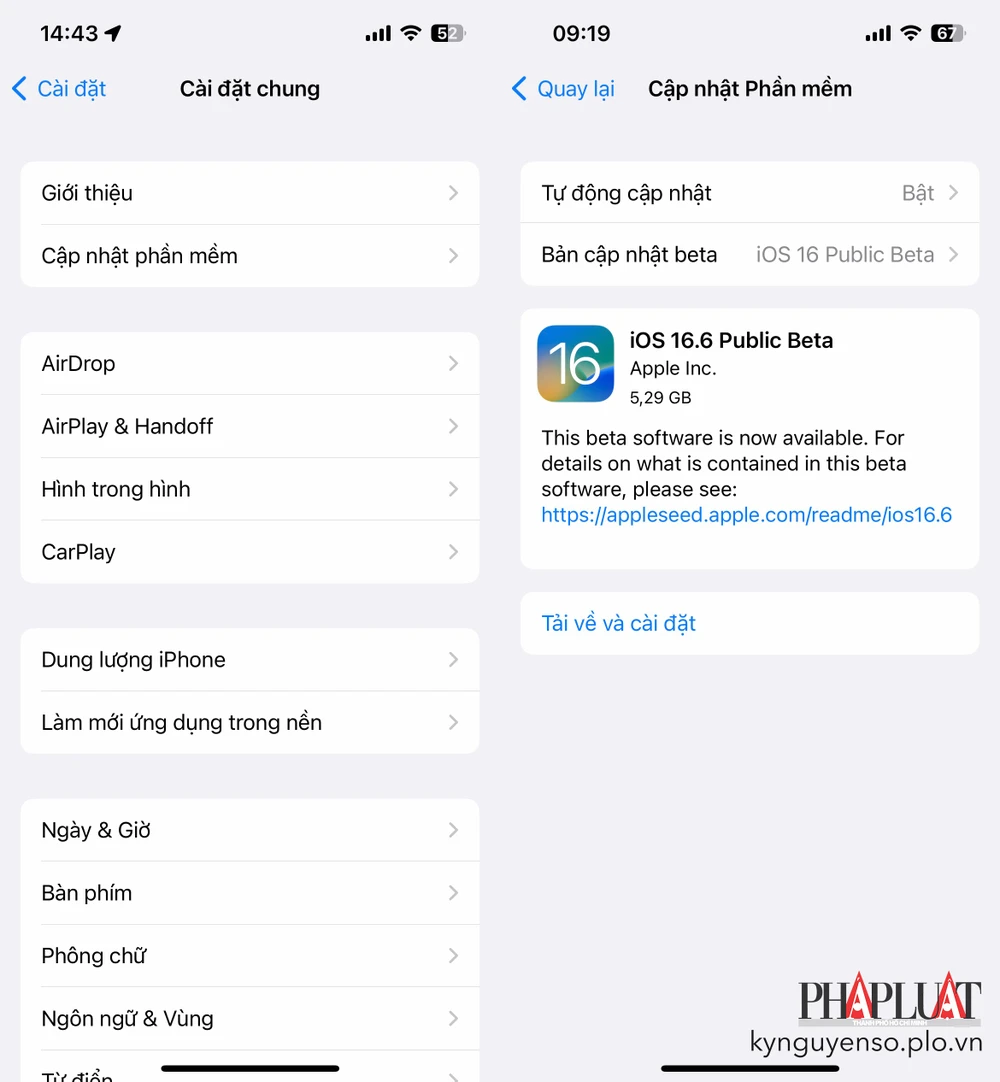 Apple phát hành bản cập nhật iOS 16.6 beta 1. Ảnh: MINH HOÀNG