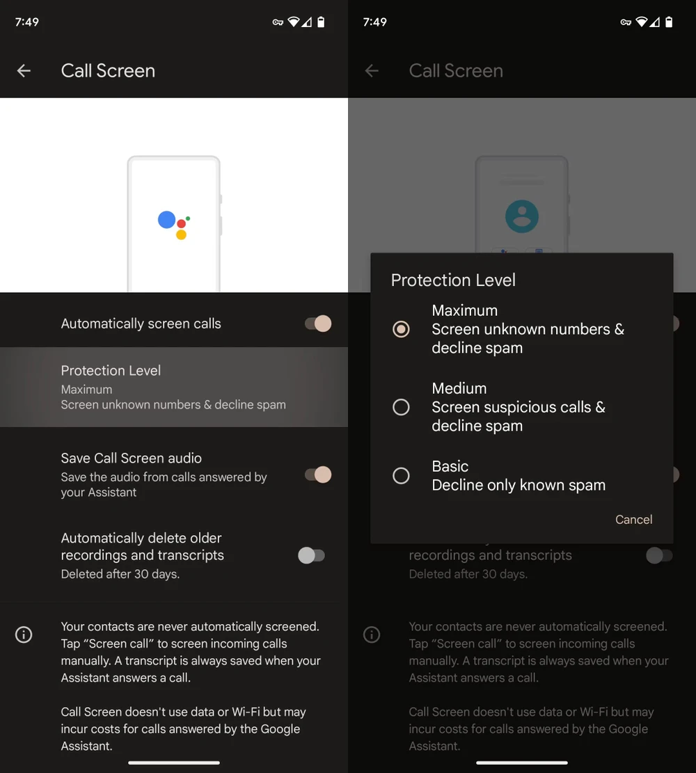 thiet-lap-muc-do-bao-ve-chong-lai-cuoc-goi-rac Thiết lập mức độ bảo vệ, chống lại cuộc gọi rác. Ảnh: Android Police