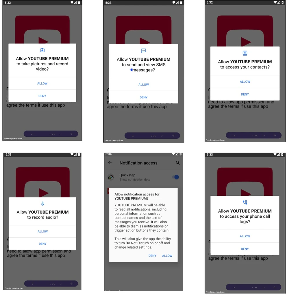 DogeRAT gải mạo các ứng dụng phổ biến như YouTube Premium, Netflix... Ảnh: CloudSEK