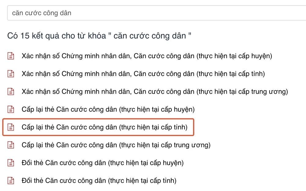 Cấp lại thẻ căn cước công dân (thực hiện cấp tỉnh). Ảnh: MINH HOÀNG