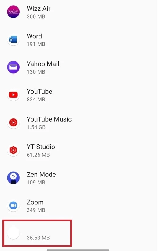 xóa các ứng dụng không có biểu tượng