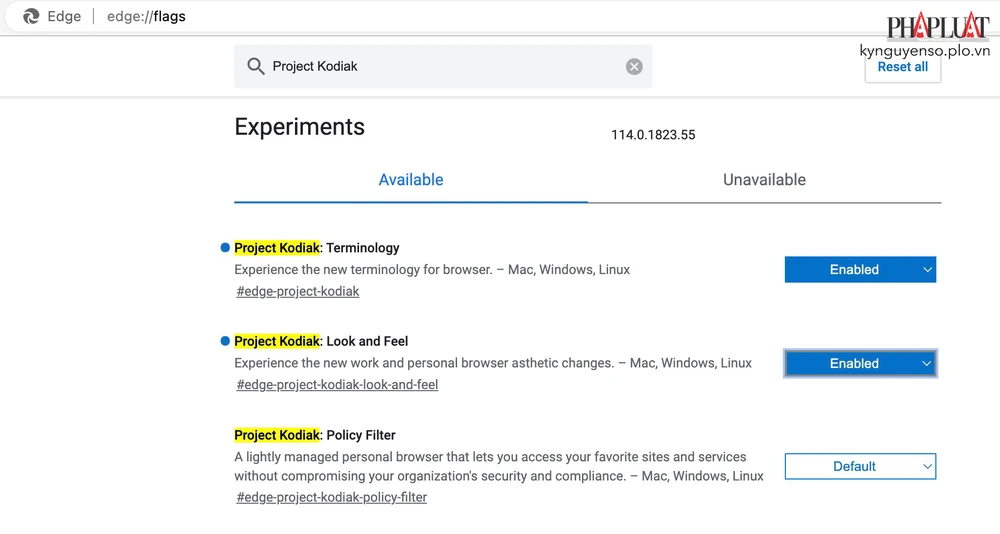 Kích hoạt giao diện mới của trình duyệt Microsoft Edge. Ảnh: TIỂU MINH