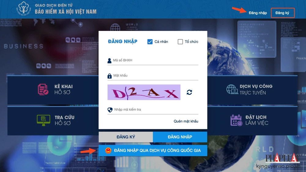 Tạo tài khoản và đăng nhập vào cổng thông tin điện tử BHXH Việt Nam. Ảnh: MINH HOÀNG