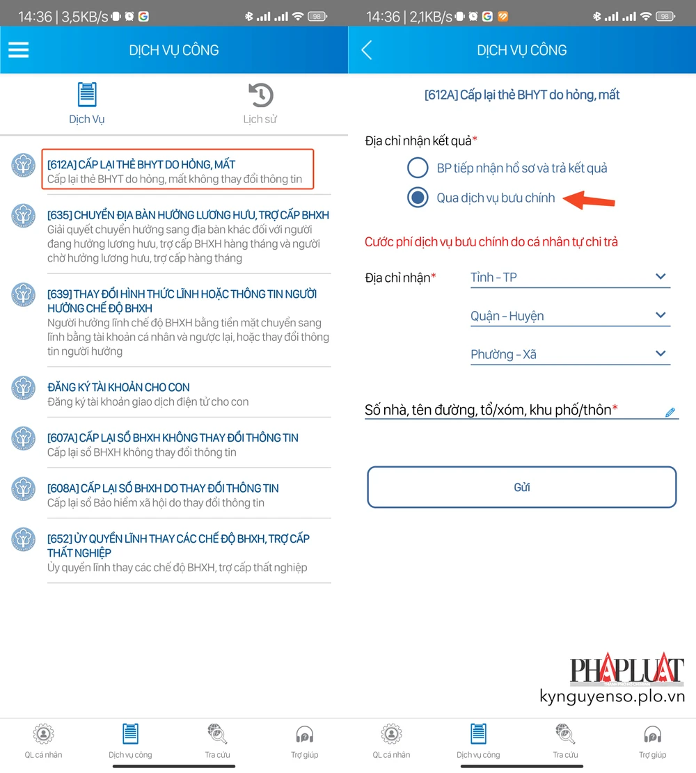 Làm lại thẻ BHYT online trên VssID. Ảnh: MINH HOÀNG