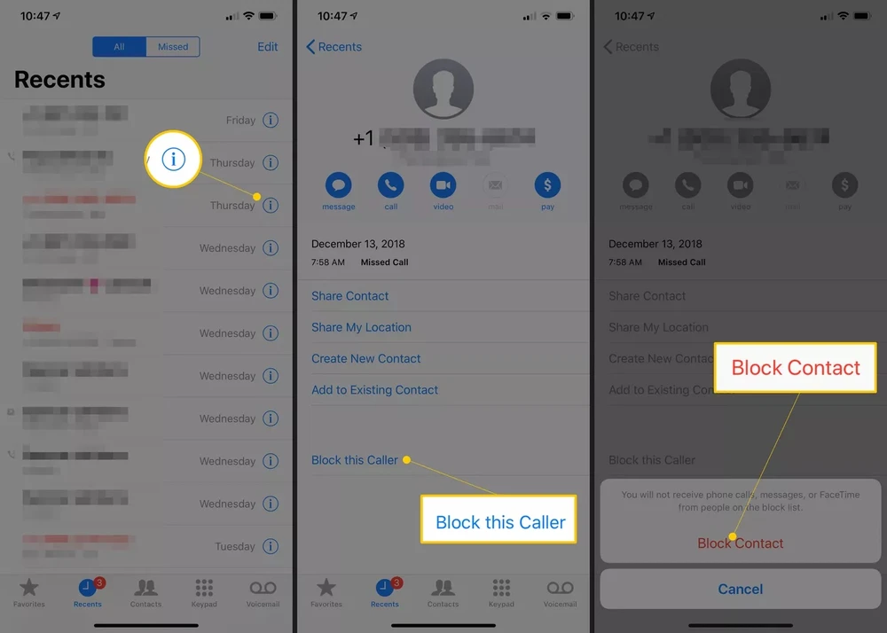 chặn cuộc gọi quấy rối trên iPhone 
